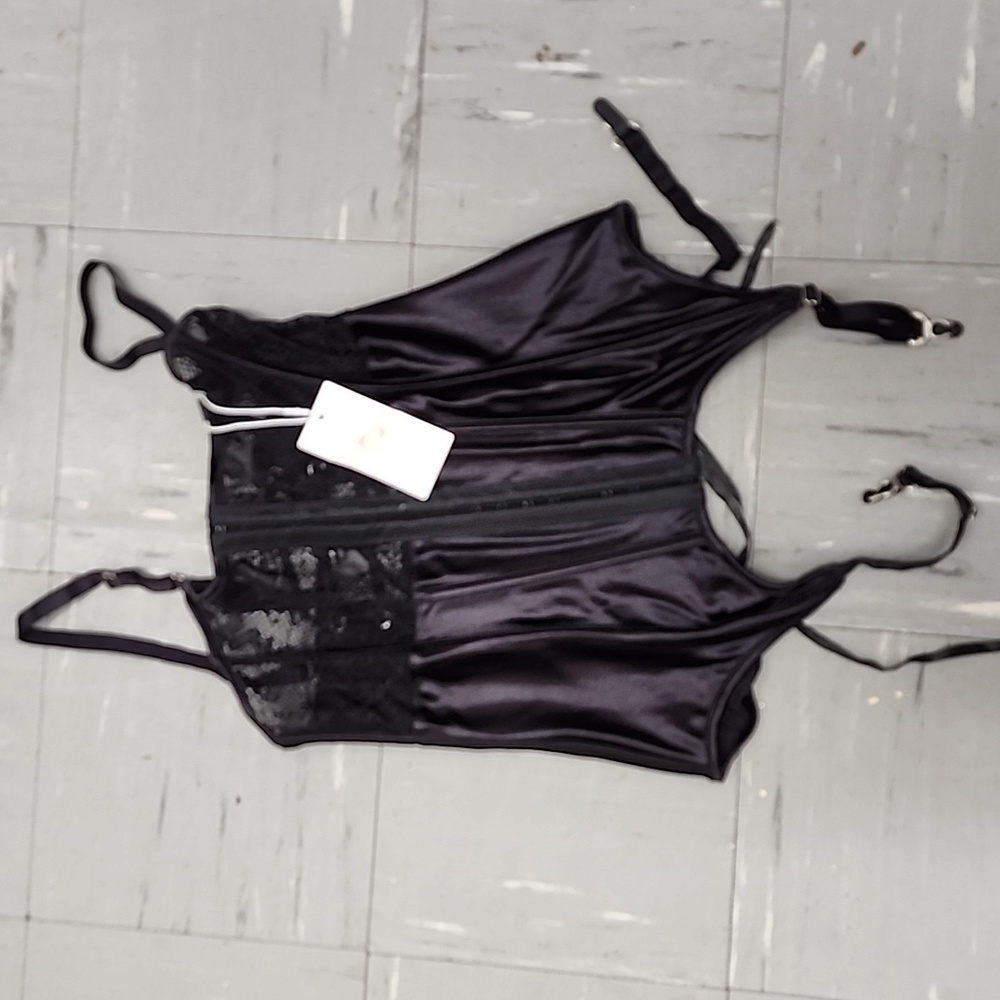 Acelandy black lace bustier